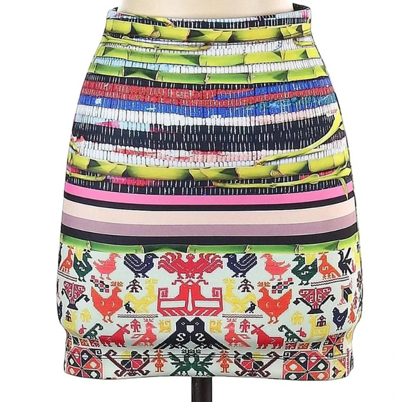 Clover Canyon Vintage Surf Shack Neoprene Bodycon Fitted Mini Skirt Size XS - Picture 4 of 9